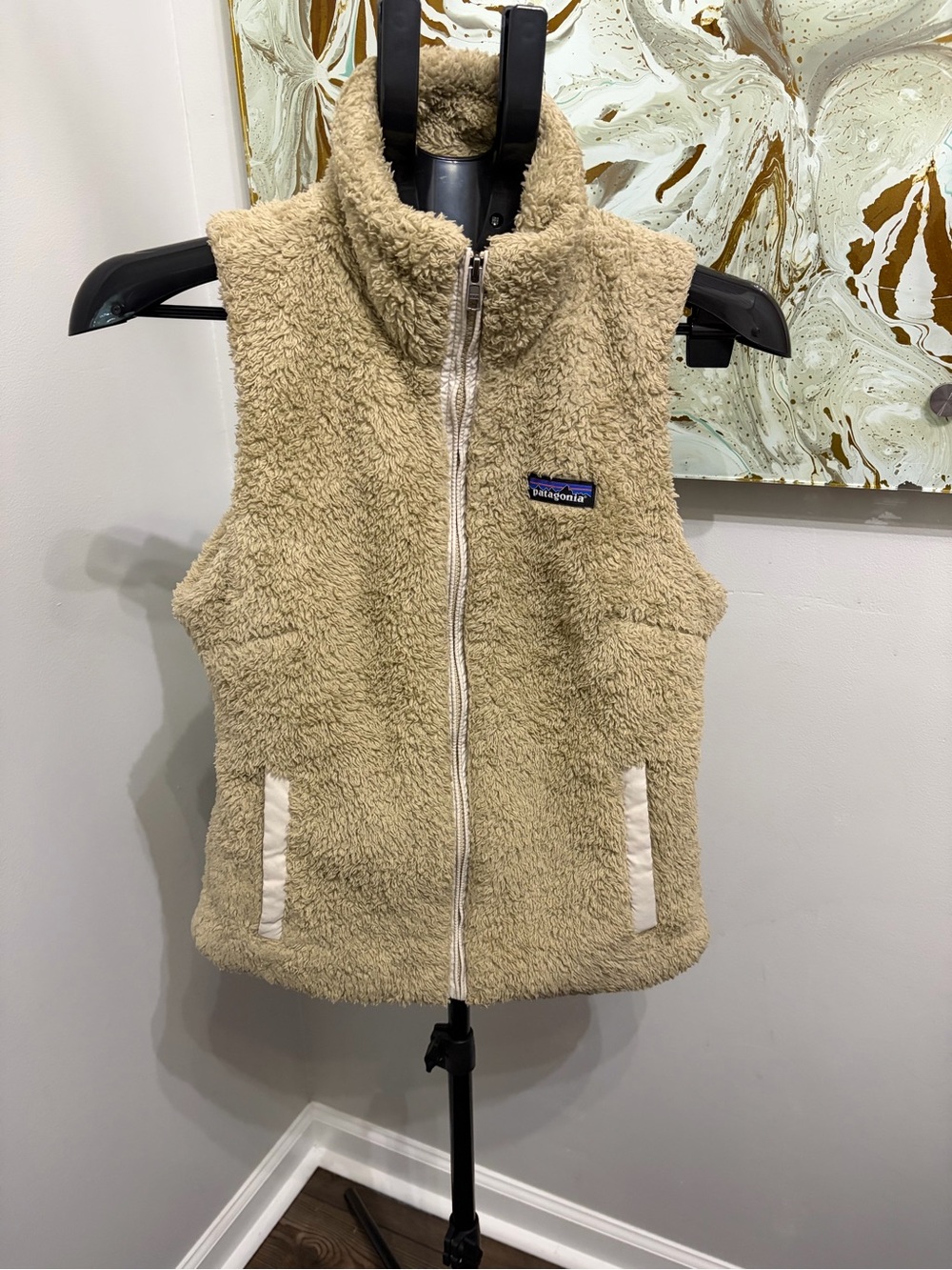 Patagonia Los Gatos High Pile Sherpa Fleece Vest Tan Beige Cream Small